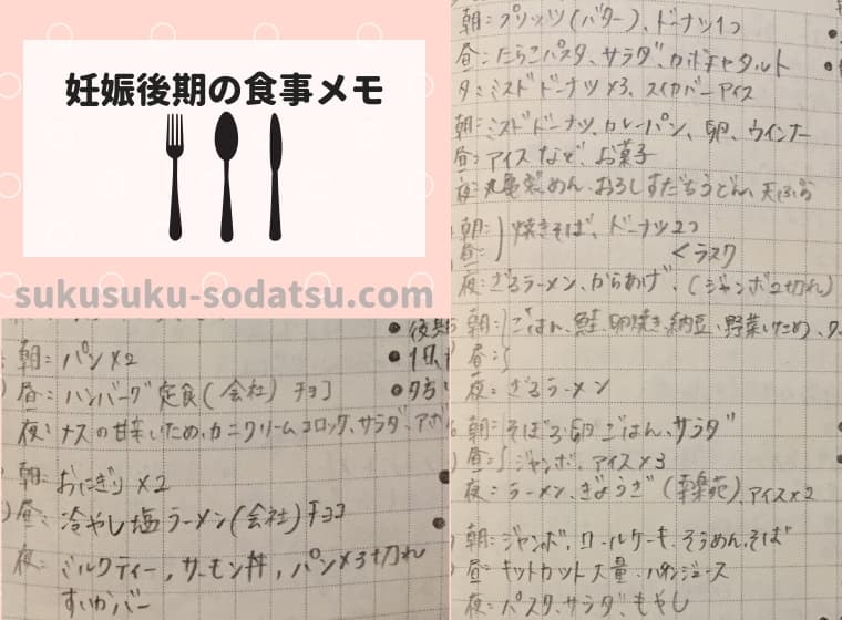 妊娠中の食事メモ